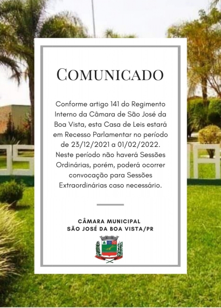 RECESSO PARLAMENTAR